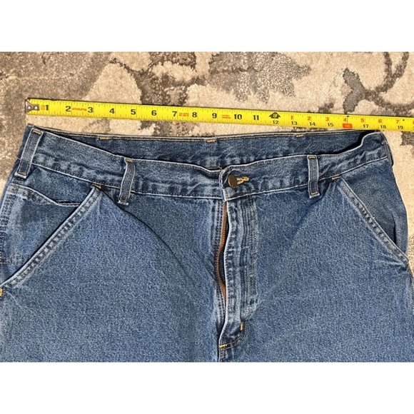 Carhartt Jeans Med Wash Blue Original Dungaree Fit Carpenter Workwear Sz 38x30 - Picture 7 of 9